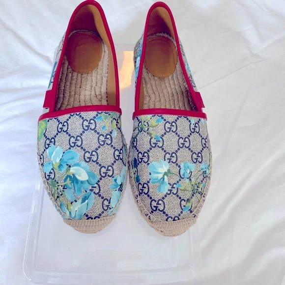Gucci Women's Floral Espadrilles - Blue and Red - Picture 1 of 9